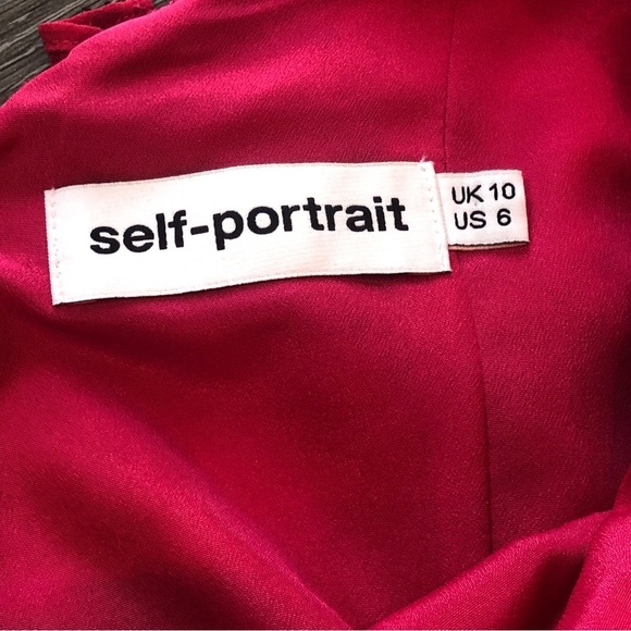 Self Portrait Crochet Trimmed Ruffled Plumetis Maxi Dress Size 6 - Picture 10 of 13